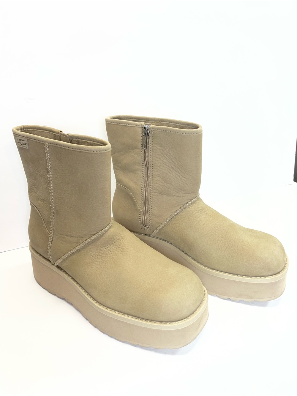 UGG Sand Colored Platform Short Boots
